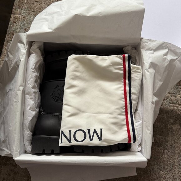 NWT/NIB Black Moncler Kickstream Low Rain Boots - size 8/38 - Picture 8 of 9